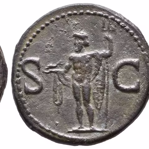 As, 37 - 41, Rv: S C, stojící Neptun drží delfína a trojzubec, RIC.58 (Caligula),