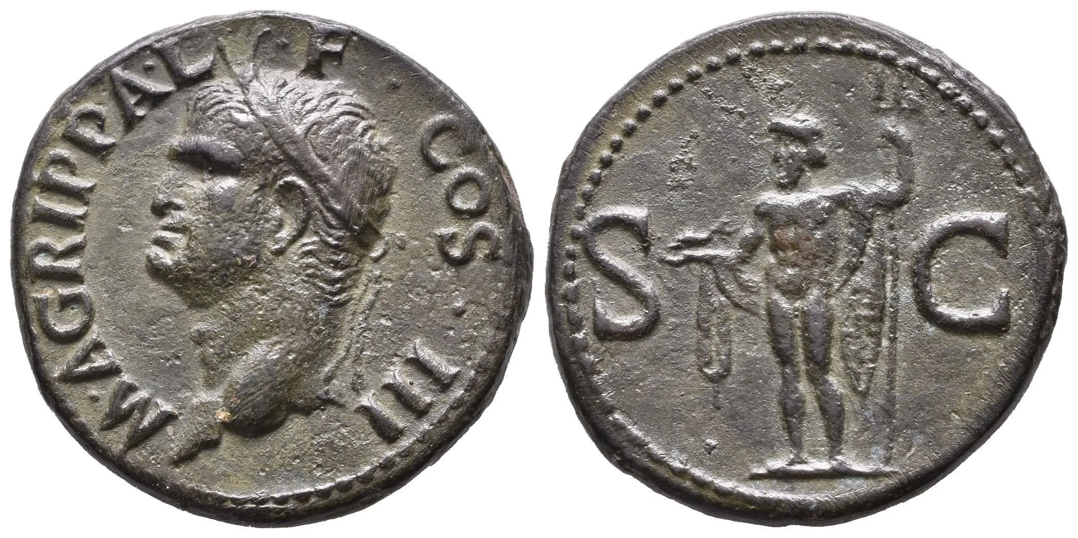 As, 37 - 41, Rv: S C, stojící Neptun drží delfína a trojzubec, RIC.58 (Caligula), — 1