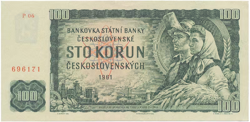 Československo, 100 Koruna 1961, série P, Hej.101dP
