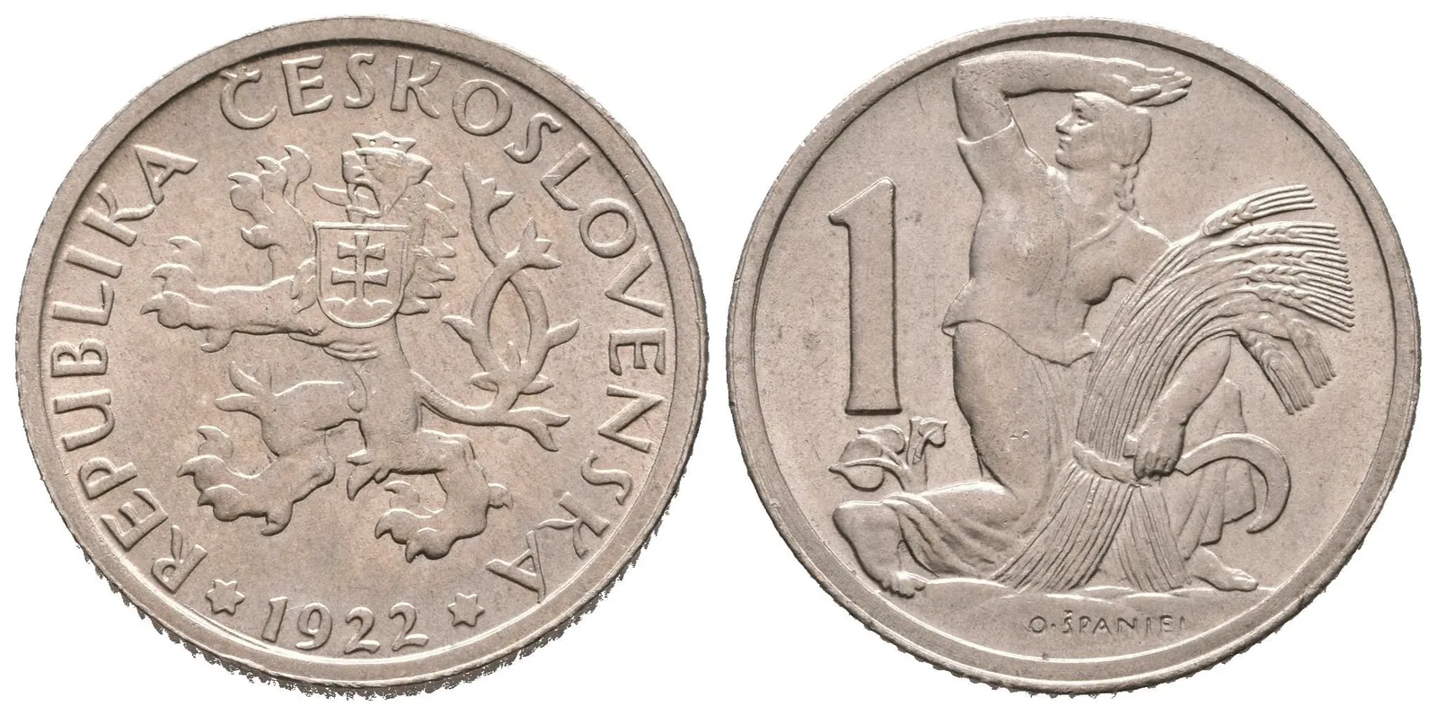 1 Koruna 1922, krásná zachovalost, lesk, patina — 1