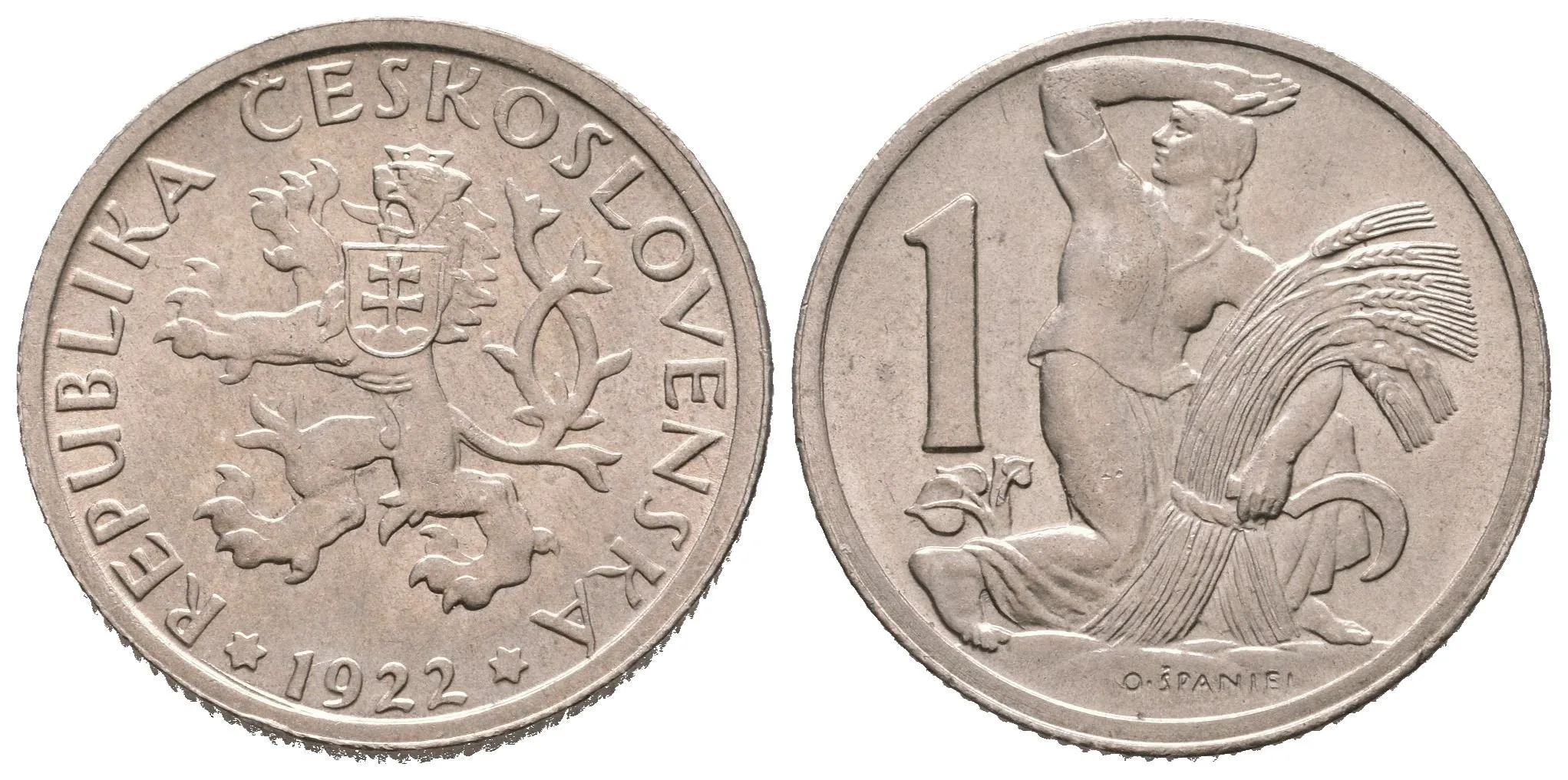 1 Koruna 1922, krásná zachovalost, lesk, patina — 1