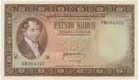 500 Koruna b.d. (1945), perforace 3 m.d., Hej.75a.S1
