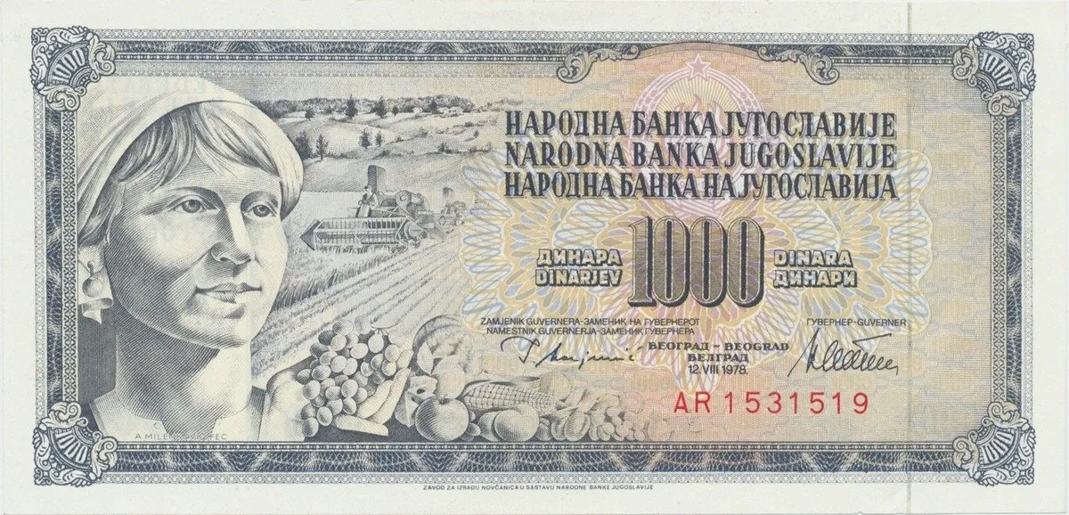 Jugoslávie, 1000 Dinara 1978, P.92c