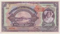Protektorát Čechy a Morava, 5000 Koruna 1920/1943, nevydaná, série B, perf. 1x SPECIMEN, Hej.N1S1B