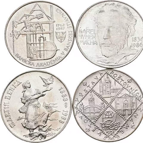 Soubor mincí 100 Kčs 1986 - Karel Hynek Mácha, 1987 - Banická akademie,