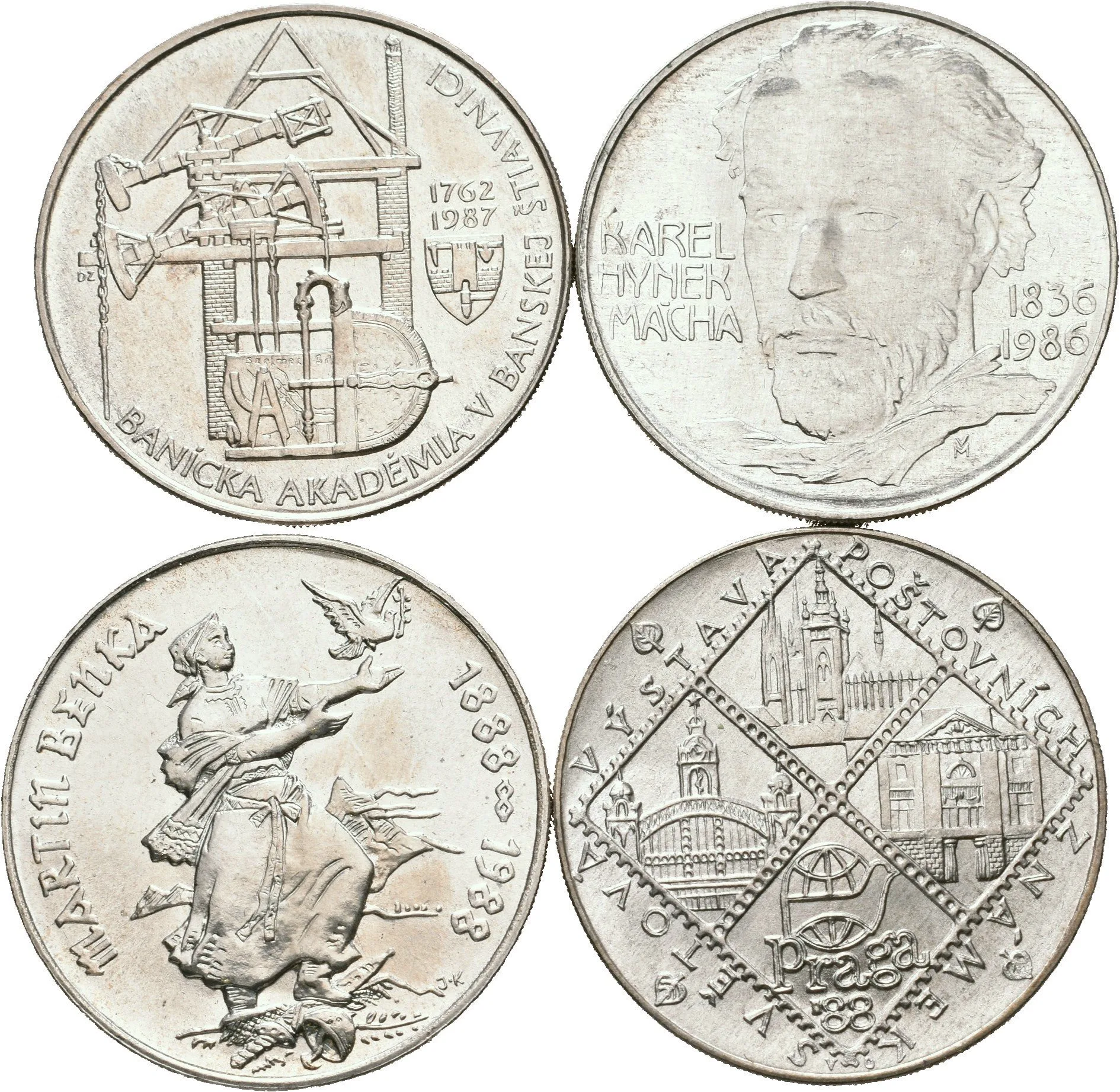 Soubor mincí 100 Kčs 1986 - Karel Hynek Mácha, 1987 - Banická akademie, — 1