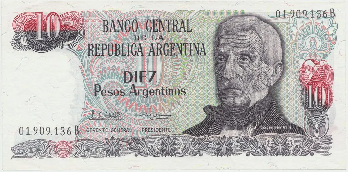 Argentina, 10 Pesos Argentinos (1983~1984), P.313