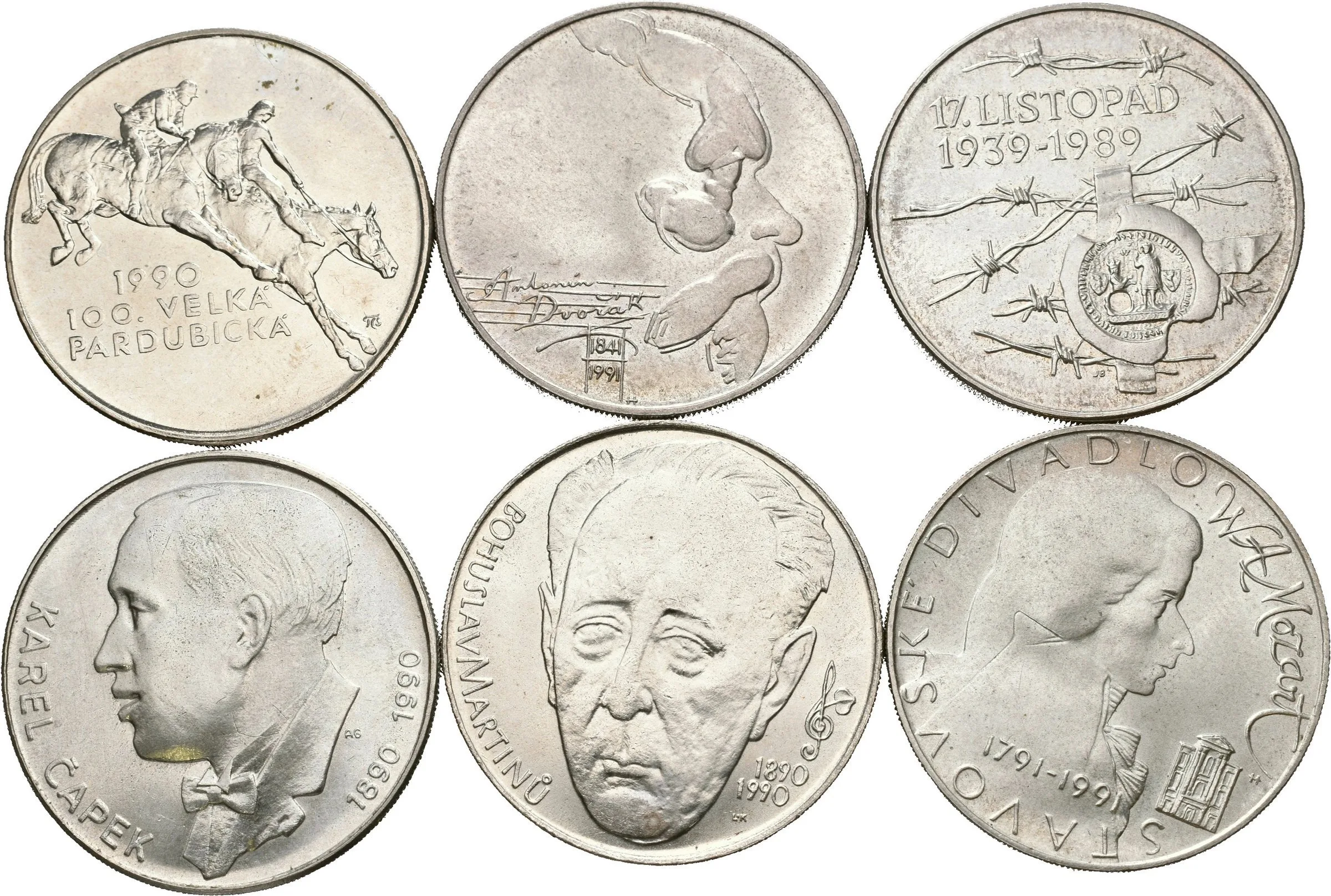 Soubor mincí 100 Kčs 1989 - 17. listopad 1939, 1990 - Martinů, — 1