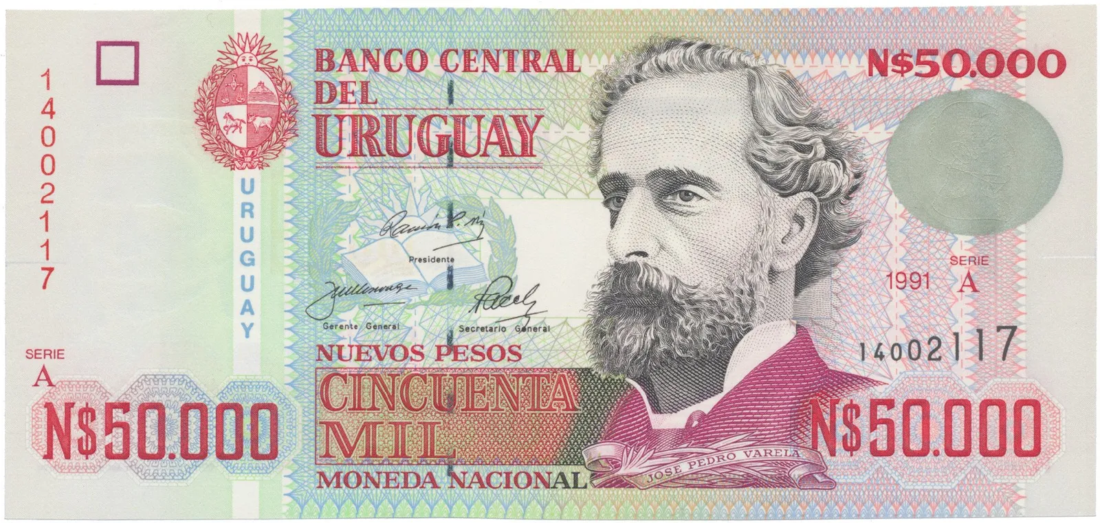 Uruguay, 50.000 Nuevos Pesos 1991, P.70b