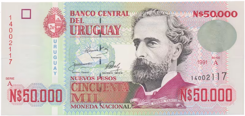 Uruguay, 50.000 Nuevos Pesos 1991, P.70b