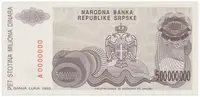 Bosna a Hercegovina, 500 Miliona Dinara 1993, anulát, A 0000000, P.155