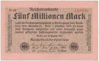 Německo, 5 Millionen Mark 1923, Ro.104b