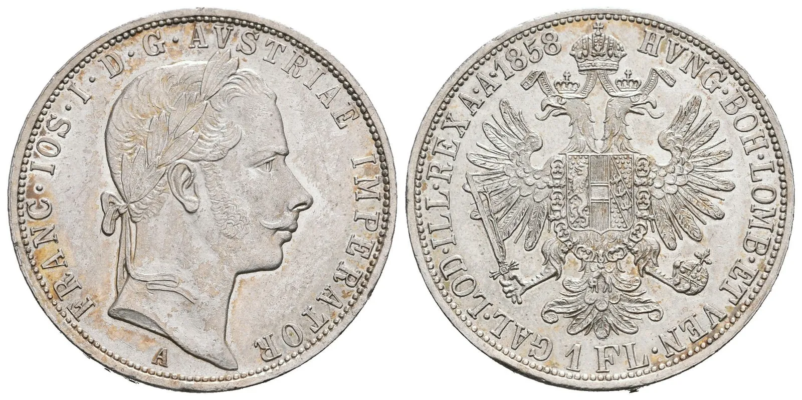 Zlatník 1858 A, krásná zachovalost, zbytky lesku, patina, drobné rysky — 1