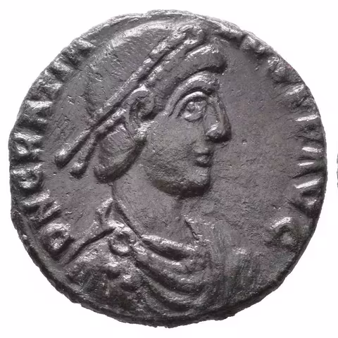 AE 2, Siscia, 378 - 383, Rv: REPARATIO REIPVB, stojící císař čelně drží