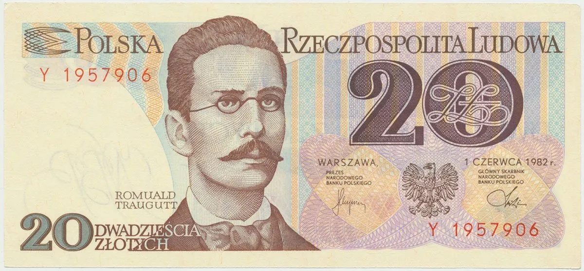 Polsko, 20 Zlotych 1982, P.149, 1 sériové písmeno