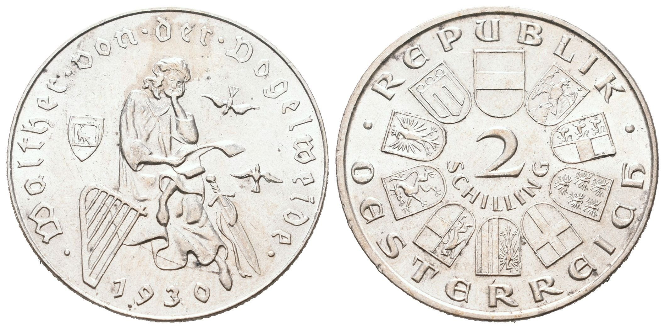 Rakousko, 2 Schilling 1930 - Vogelweide
