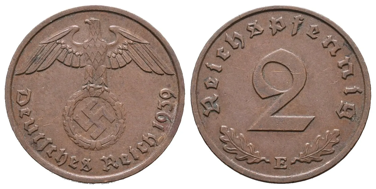 III. říše, 2 Pfennig 1938 E, 1939 E