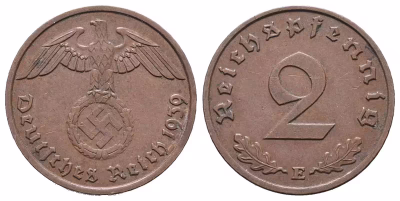 III. říše, 2 Pfennig 1938 E, 1939 E
