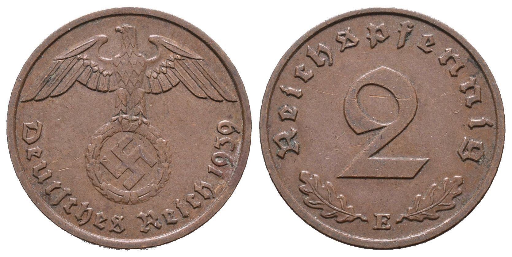 III. říše, 2 Pfennig 1938 E, 1939 E