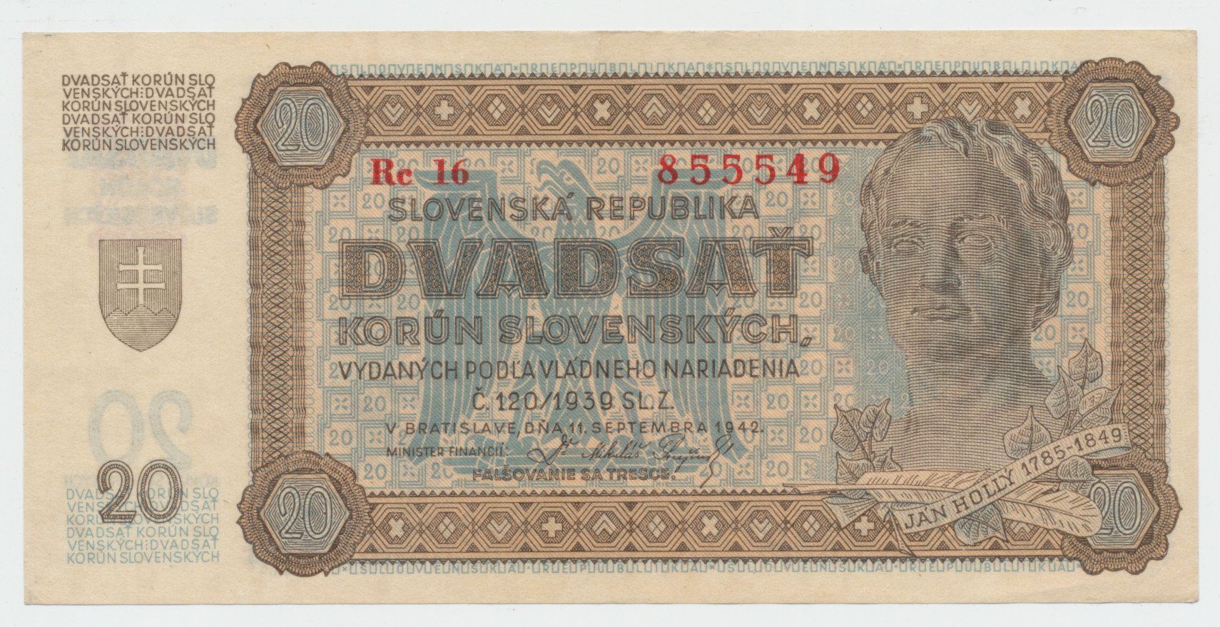 Slovensko, 20 Koruna 1942, Hej.53a2
