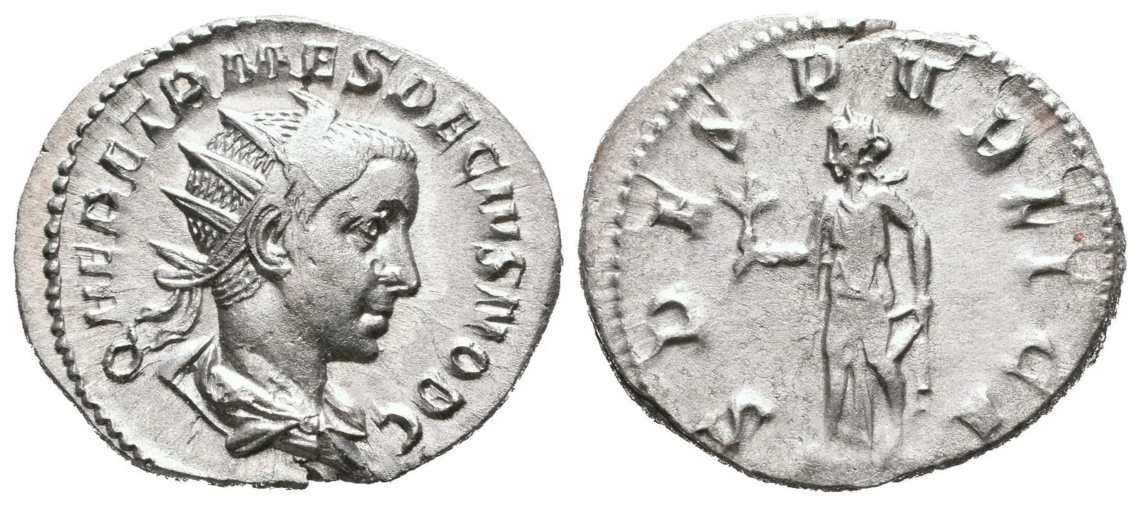 Antoninian, Rv: SPES PVBLICA, kráčející Spes doleva nese květinu, levou rukou — 1