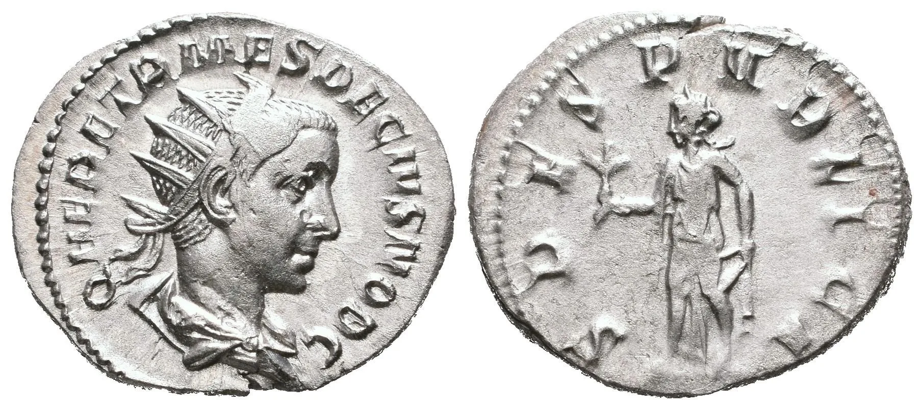 Antoninian, Rv: SPES PVBLICA, kráčející Spes doleva nese květinu, levou rukou — 1
