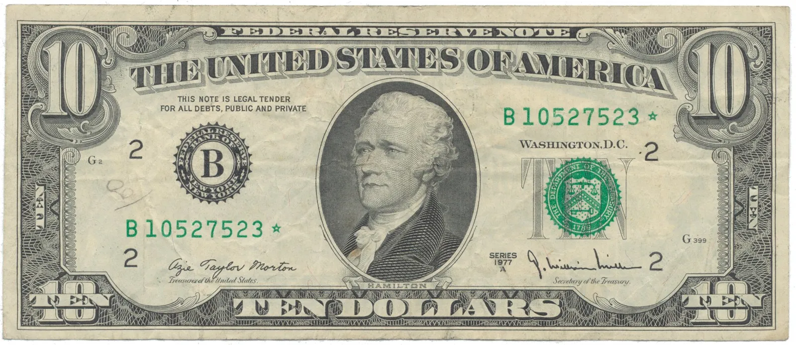 USA, 10 Dollars 1977A, náhradní série *, Pick.464br