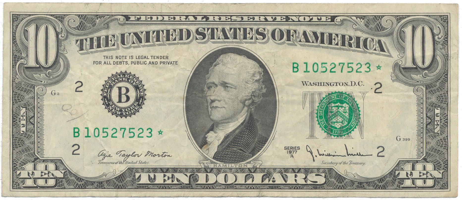 USA, 10 Dollars 1977A, náhradní série *, Pick.464br