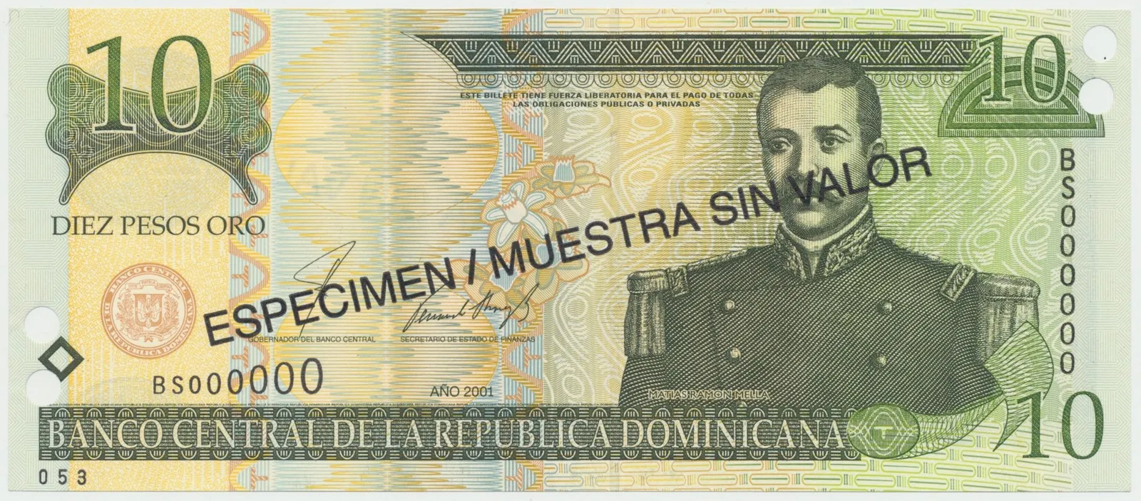 Dominikánská republika, 10 Pesos Oro 2001, P.165s2