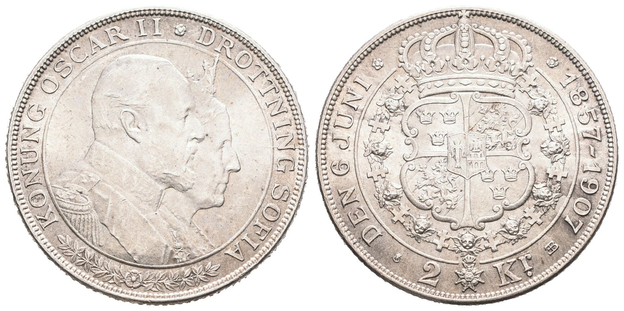 Švédsko, 2 Koruna 1907 EB - Pamětní
