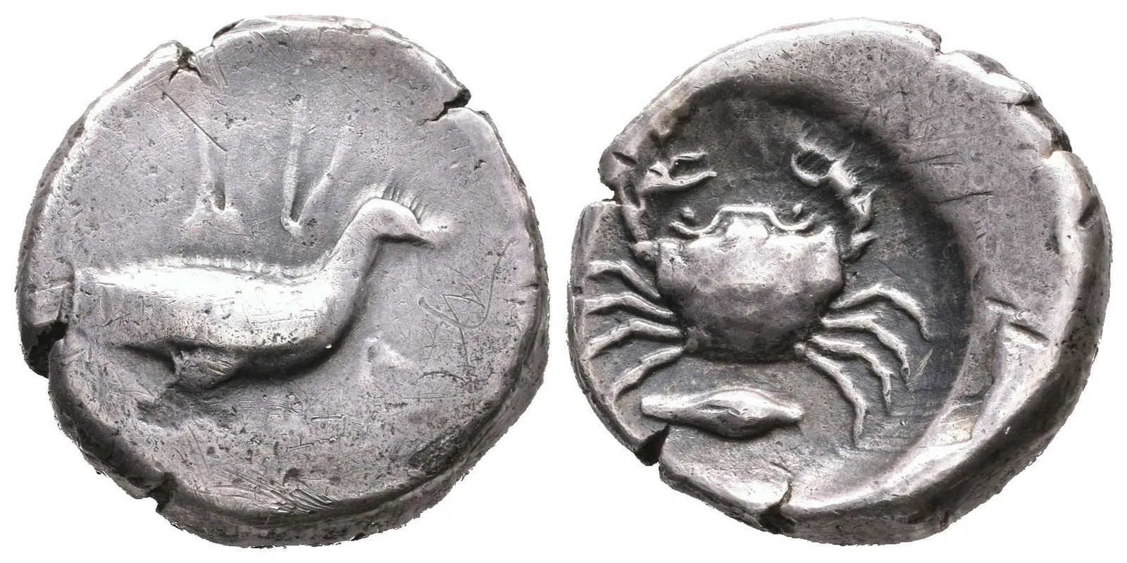 Didrachma, 480 - 470 př. Kr., Orel se složenými křídly zprava, nápis / — 1