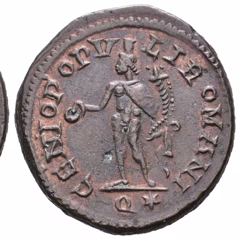Follis, Aquilea, 296, Rv: GENIO POPVLI ROMANI, stojící Genius zleva