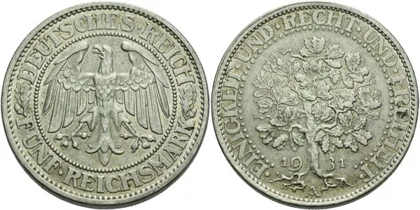 Výmar, 5 Marka 1931 A