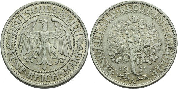 Výmar, 5 Marka 1931 A