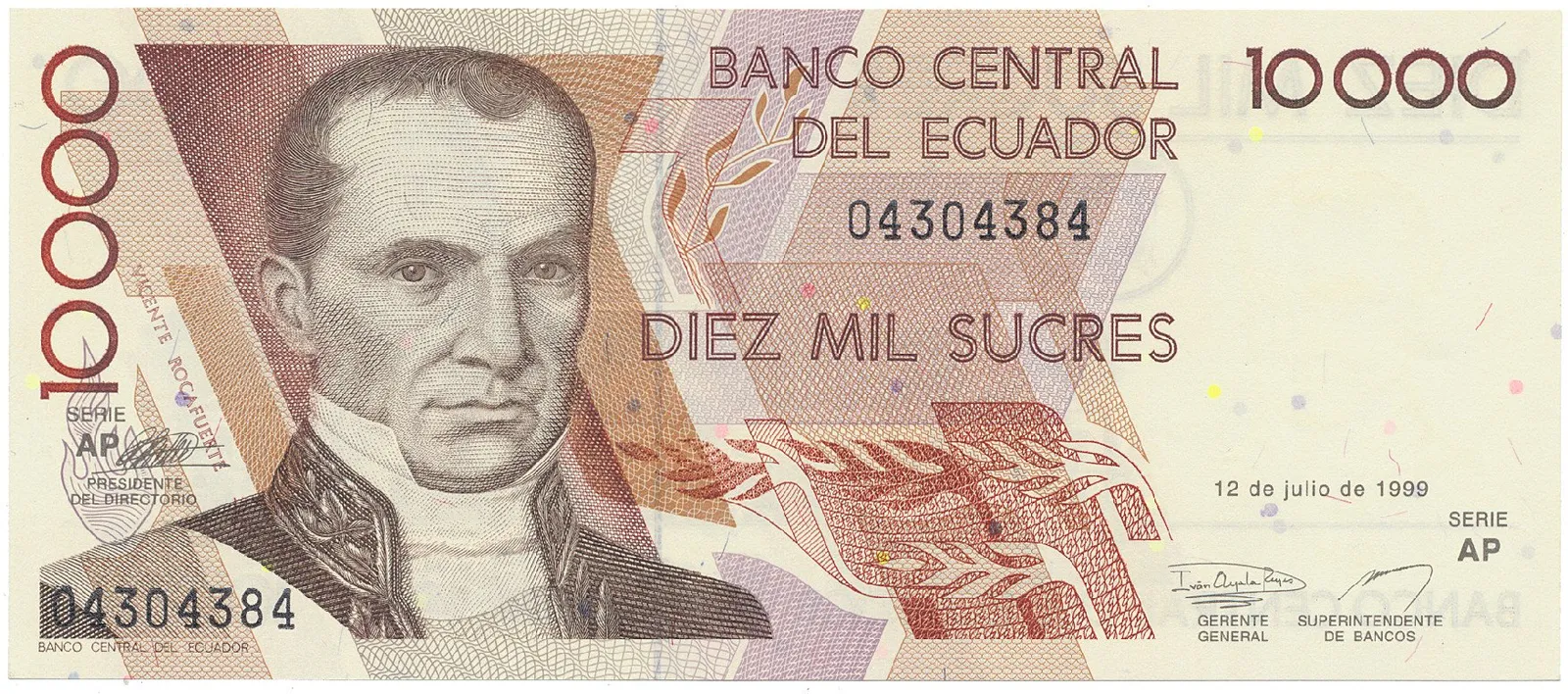 Ekvádor, 10.000 Sucres 1999, P.127e