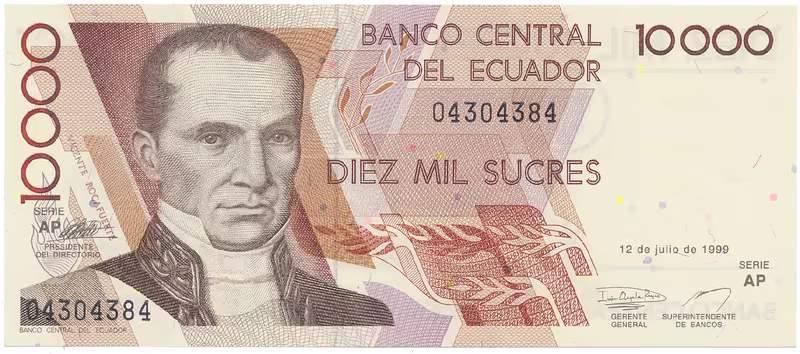 Ekvádor, 10.000 Sucres 1999, P.127e