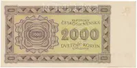 Československo, 2000 Koruna 1945, série s 1 číslem, 1x SPECIMEN nahoře, Hej.69a1.S1 - fotografie 2