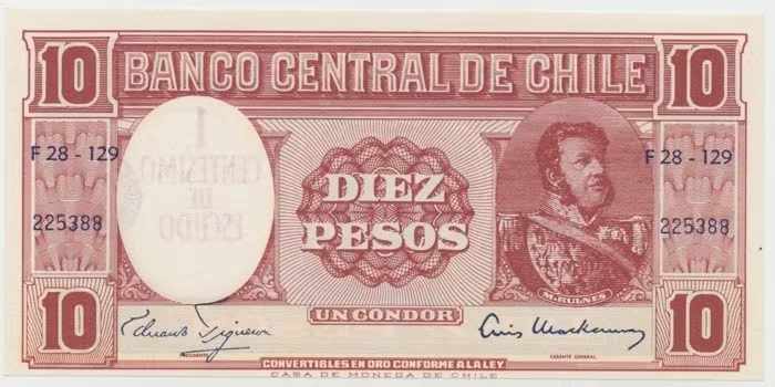 Chile, 1 Centesimo (1960~1961), přetisk!, P.125