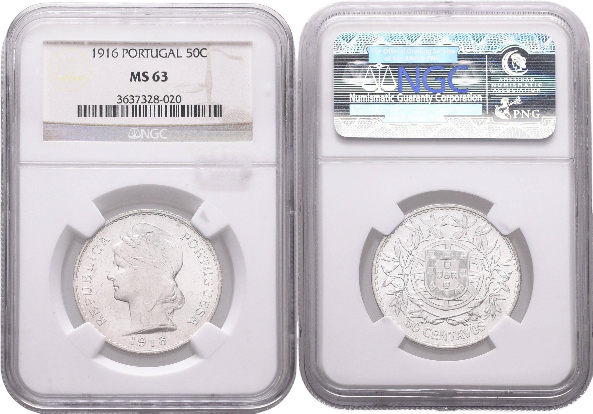 Portugalsko, 50 Centavos 1916