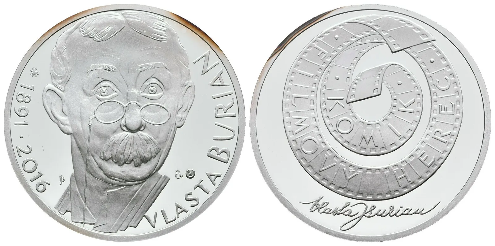 AR Medaile 2006 (J. Bejvl) - Vlasta Burian. Ag 0,999, 34 mm (16 g), — 1