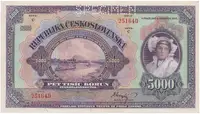 Československo, 5000 Koruna 1920, série C, perf. 1x SPECIMEN, Hej.17bC