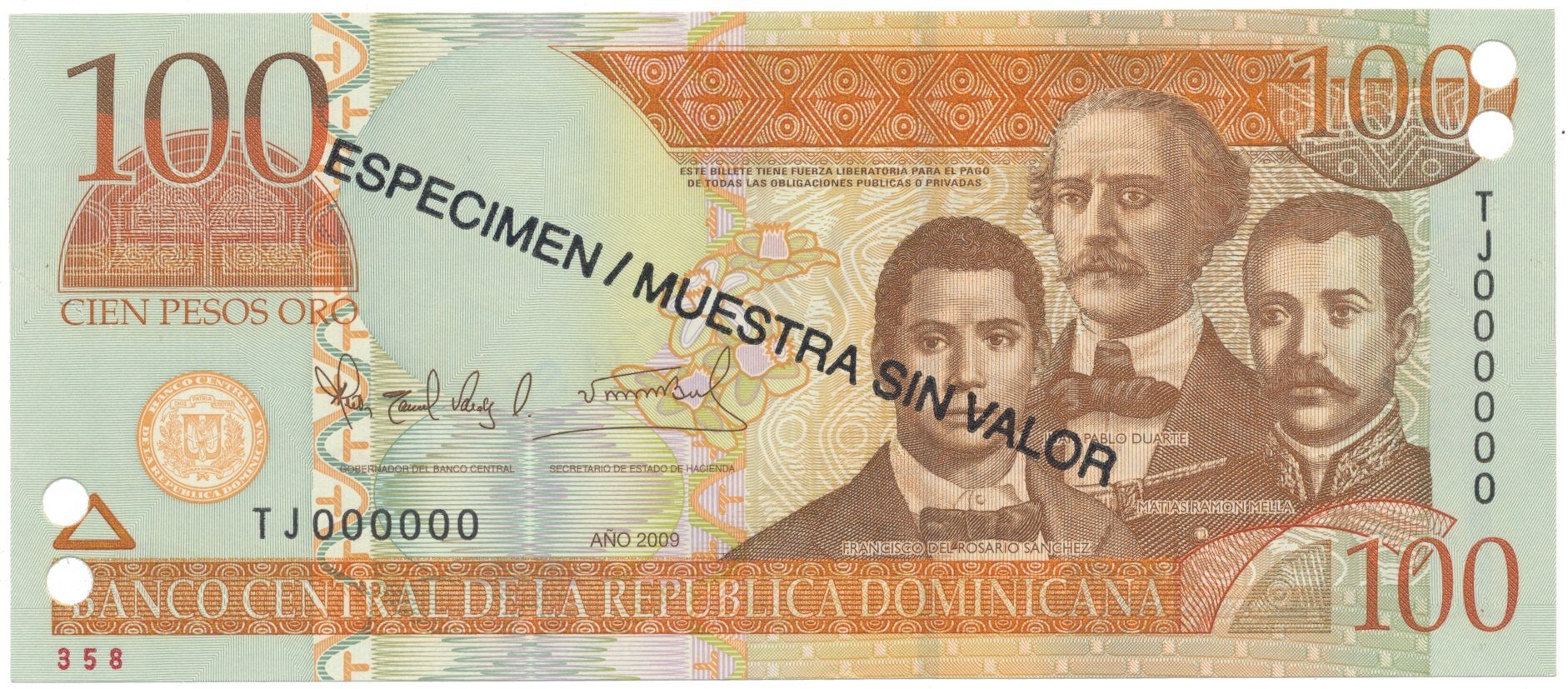 Dominikánská republika, 100 Pesos Oro 2009, P.177s2