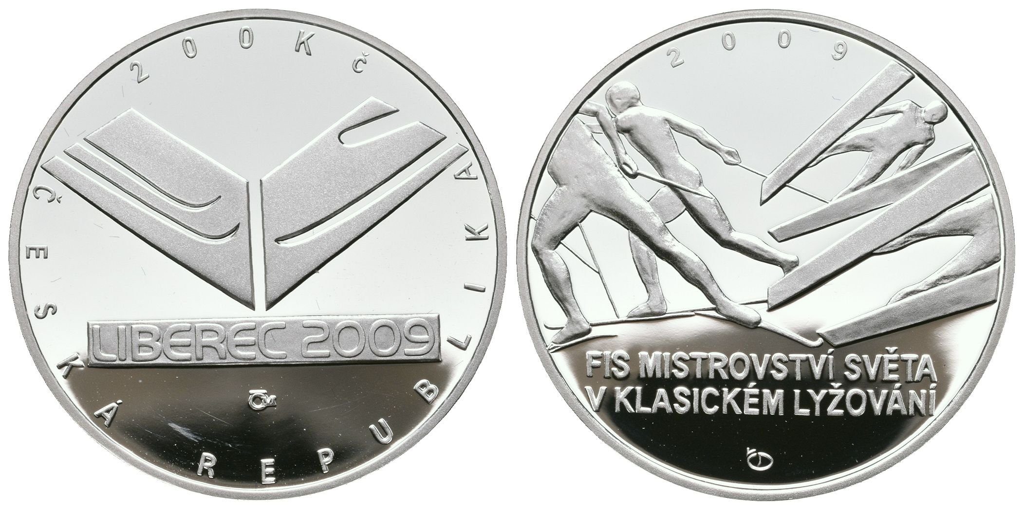 200 Kč 2009 - Mistrovství světa v klasickém lyžování, PROOF