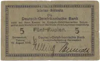 Německá Východní Afrika, 5 Rupien 15. 8. 1915, série B, R.910h