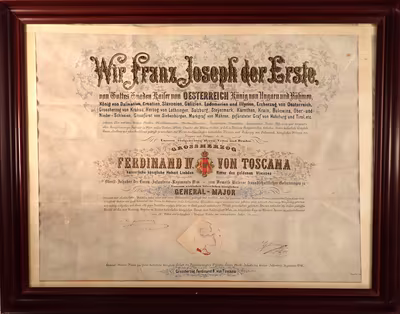 Povyšovací dekret arcivévody Ferdinanda IV. Toskánského