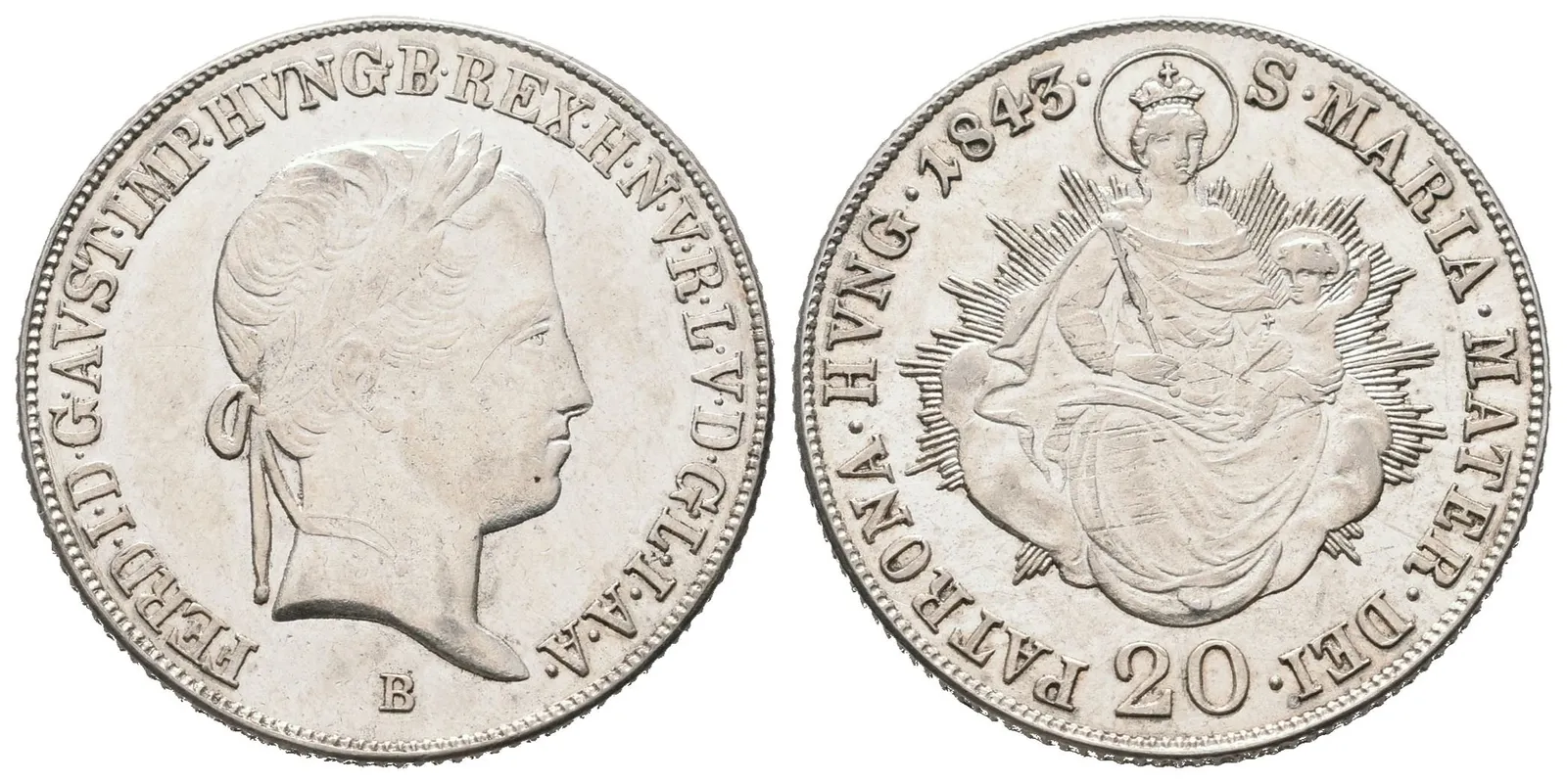 Ferdinand V., 20 Krejcar 1843 B, Kremnica