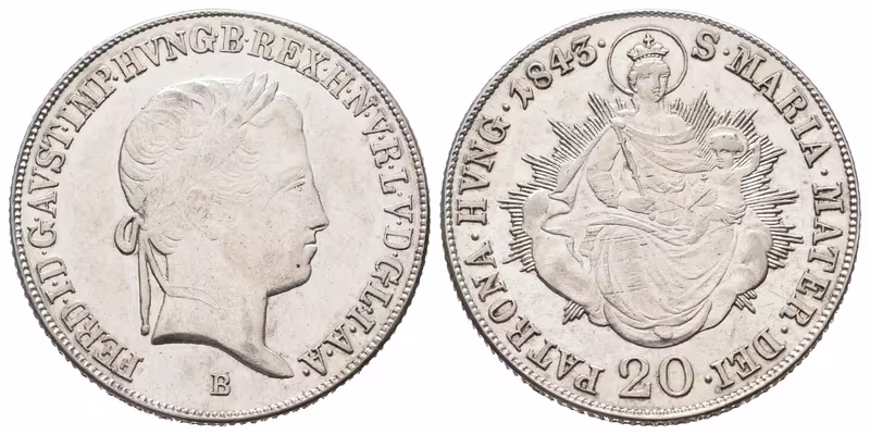 Ferdinand V., 20 Krejcar 1843 B, Kremnica