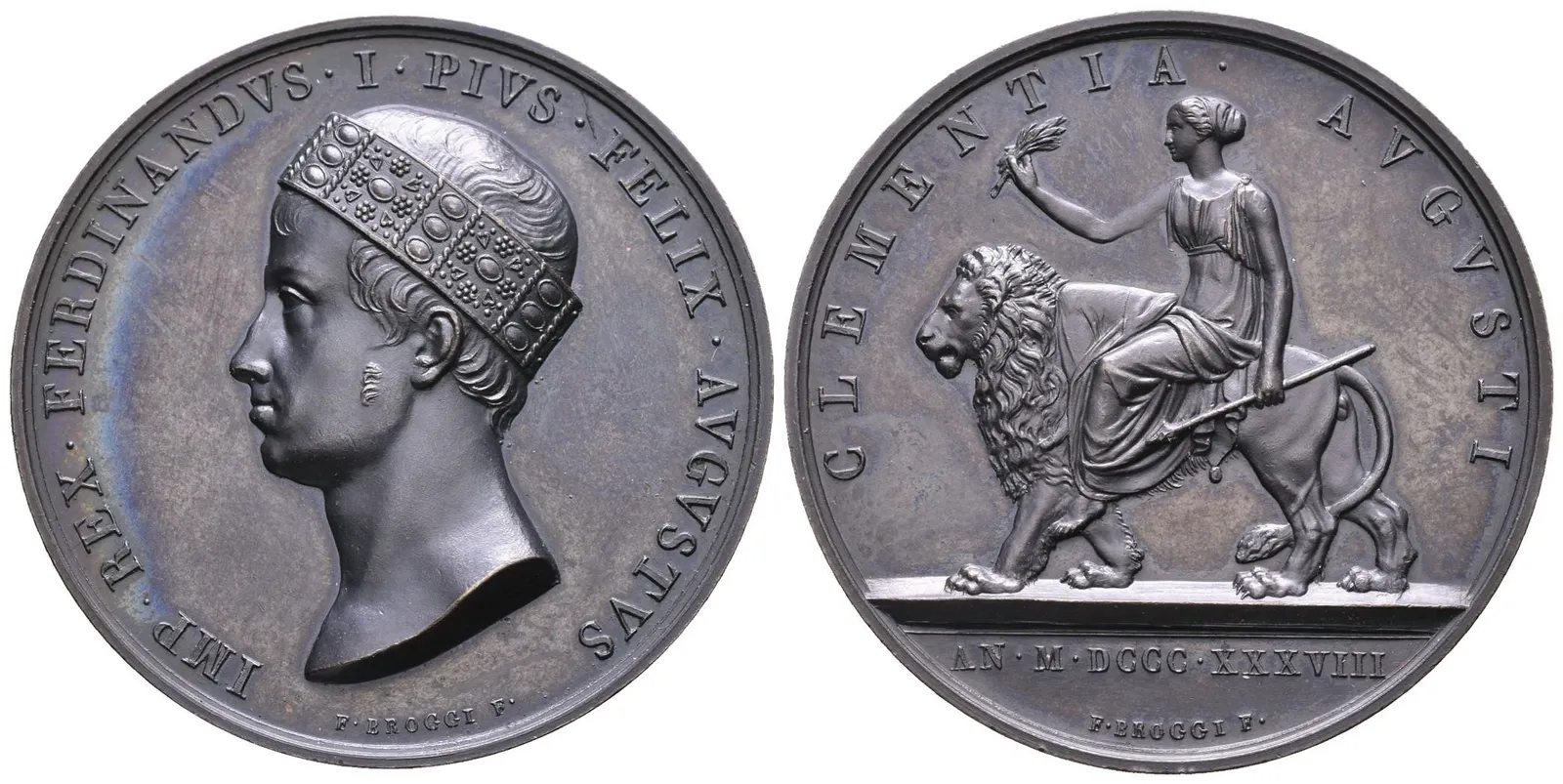 AE Medaile 1838 (F. Broggi) - Ke korunovaci na lombardsko-benátského krále 6. 9. 1838 — 1