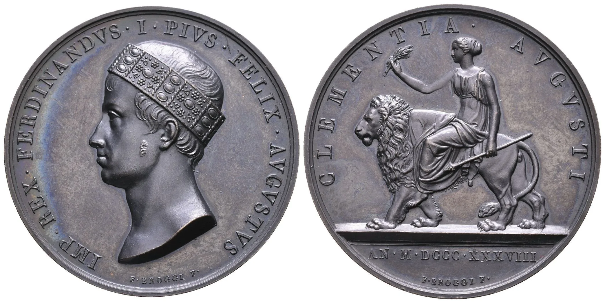 AE Medaile 1838 (F. Broggi) - Ke korunovaci na lombardsko-benátského krále 6. 9. 1838 — 1