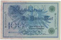 Německo, 100 Mark 1908, zelený číslovač, Ro.34